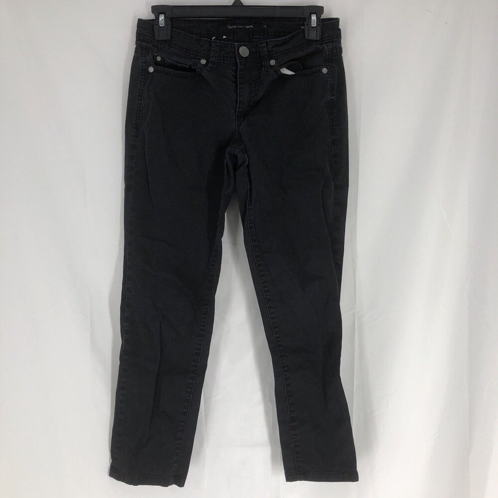 Calvin Klein Jeans Skinny Crop Leg Slim Fit Pants Black Wn Sz 2